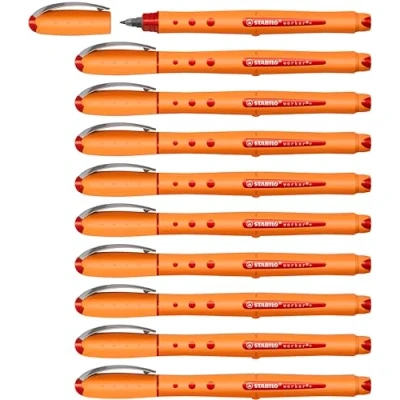 Image of Rollerball STABILO worker+ Medium Box of 10 Red