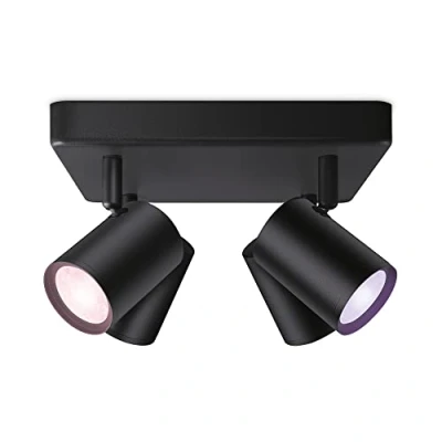 Image of WiZ Colour Imageo Smart Connected WiFi Ceiling Light Spot Fixture. [3 Black Square] App Control for Indoor Home Lighting, Livingroom and Bedroom