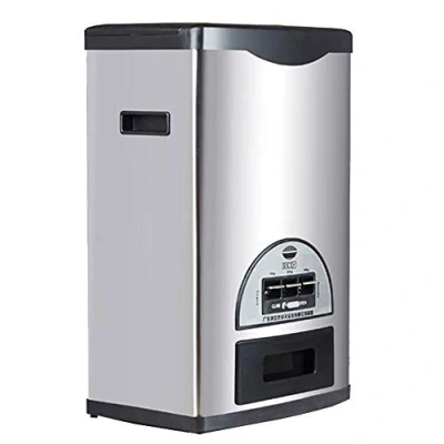 Image of LXYYSG Cereal Container, Stainless Steel Rice Dispenser, Food Storage Container for Beans and or Cereals, Moisture Proof Bin Keep Fresh, Automatic MeteringBlack 15KG