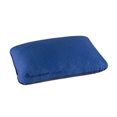 Image of SEA TO SUMMIT Foam Core Pillow L Travel Just Like Home Soft Fabric &amp; Upcycled Lock System Rolling Closure With Integrated Pocket For Camping 42 x 20 13cm Navy Blue 300g