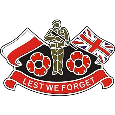 Image of Pinhead POPPY STICKER WITH POLAND FLAG AND UNION JACK Ideal for cars, tablets, laptops, phones, scooters... (Large)