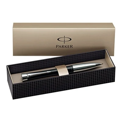 Image of Parker Urban Chrome Trim Ballpoint Pen with Medium Nib Black, Gift Boxed