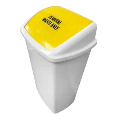 Image of Chabrias 8L/15L/25L/40L/50L Litre Plastic Swing Bin Waste Recycle Dustbins Kitchen, Office, Bathroom Rubbish Trash Refused Bins (50 Litre, 68 x 40 31.5cm, Yellow)