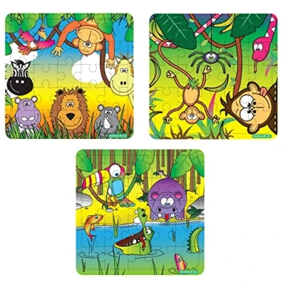 Image of Anilas Complete Jungle Themed 10 Party Bag Fillers &amp; Favours Assorted Mini Jigsaw Puzzles. (Ideal for Children Aged 3 8)