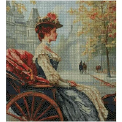 Image of Lady in Hat (3) Counted Cross Stitch Kits, 14 Count aida Fabric, 100% Cotton Thread, 150x160 Stitch,26x28cm kit