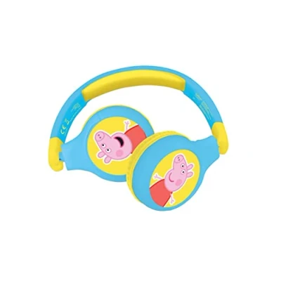 Image of Lexibook, Peppa Pig 2 in 1 Bluetooth Headphones Stereo Wireless/Wired, Kids Safe, Foldable, Adjustable, Blue/yellow HPBT010PP