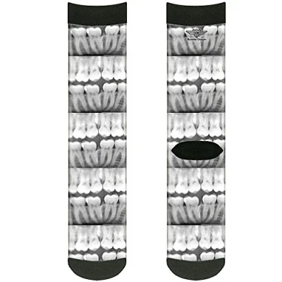 Image of Buckle Down Unisex Adult&#039;s Socks, Black/White Crew, One Size
