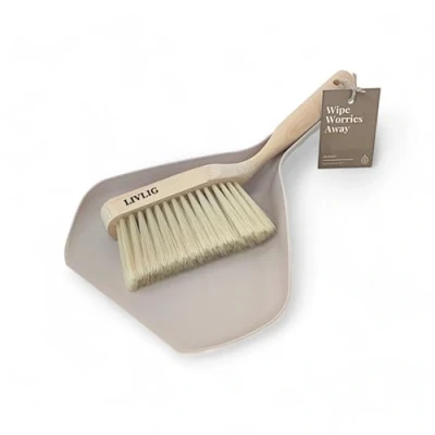 Image of LIVLIG dustpan and broom set, sweeping made of recycled plastic birch wood, beige