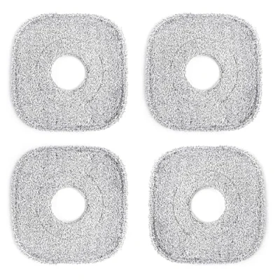 Image of Crystals 360 Spin Mop &amp; Bucket Set Compact Floor Cleaning System with Squeeze Wringer, Machine‑Washable Microfibre Pads Rotating Head, Square Mop, Grey (4 x Heads Only)