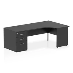 Image of Impulse 1600 RH Crescent Desk Black Top Panel End 800 High Ped