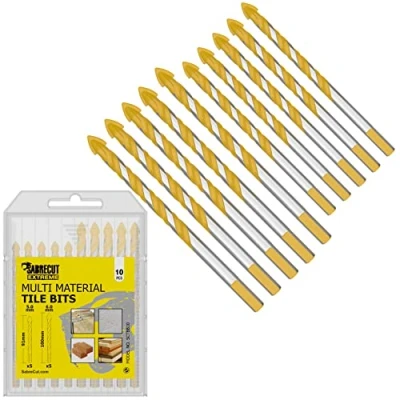 Image of 10 x SabreCut SCTBB10 5mm &amp; 6mm Multi Material Tile Drill Bits Set for Ceramic Porcelain Granite Marble with Durable Storage Box