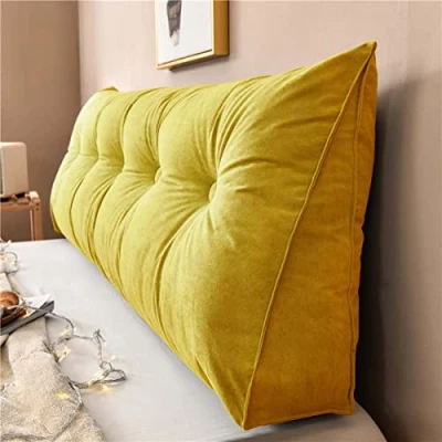Image of Yanman Large Wedge Pillows Headboard Triangular Rest Reading Pillow, Lumbar Support Cushion Waist Backrest, Soft Sofa Daybed Positioning Bolster, 100x50x20cm