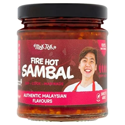 Image of Mak Tok Authentic Gourmet Malaysian Hot Fire Chilli Paste, Sambal