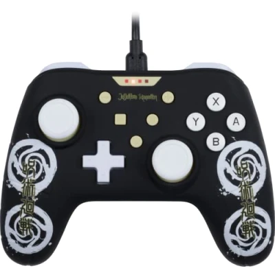 Image of Konix Jujutsu Kaisen Wired Controller for Nintendo Switch Console, Vibration Function, 3 m Cable, Black and White