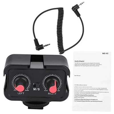 Image of Camera Mixer,WS V2 Dual Channel Mixer Preamp Microphone Adapter with 3.5mm Inputs Replacement for Guitar Canon Nikon Sony DSLR Cameras Pentax