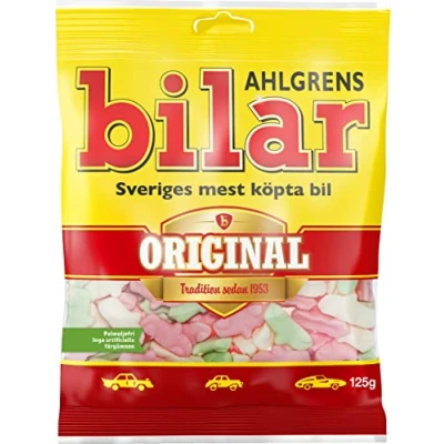 Image of 3 PACK Ahlgrens Bilar Original Fruity Marshmallow Sweets x 125 grams.