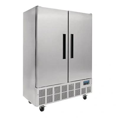 Image of Polar Refrigeration G Series 600 W Double Door Slimline Fridge 960 Litre,Stainless Steel,Size: 2000(H)x1340(W)x710(D)mm,Temp: 2 degree to 5 celsius,Auto Defrost,6 Shelves,Energy Rating C,GD879