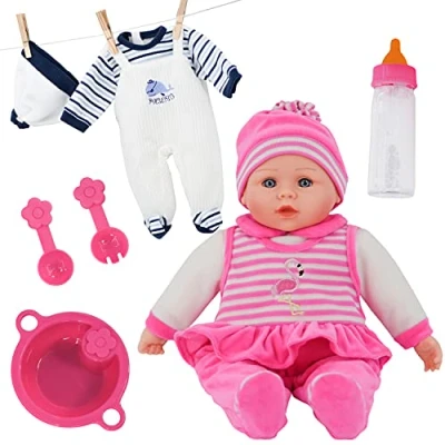 Image of Bibi Doll 16 Sounds Crying Laughing New Born Soft Bodied Baby Toy With Extra Outfit