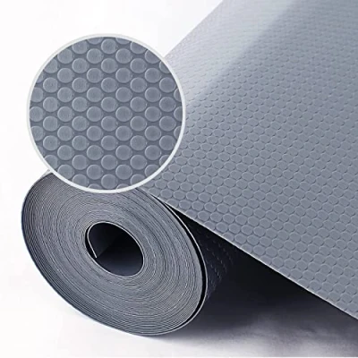 Image of WochiTV EVA Shelf Liner Kitchen Drawer Liner, 45cmx1000cm Non Adhesive Refrigerator Mats Waterproof Washable, Slip Grip Plastic for Cabinet, Cupboard, Shoe Rack, Closet, Grey