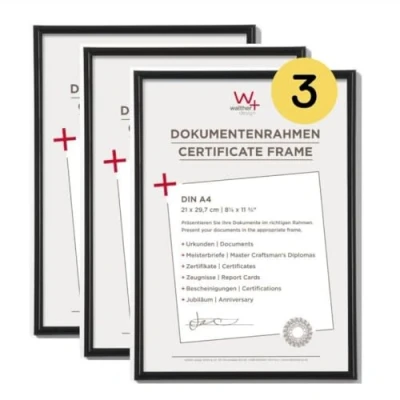 Image of walther Design Picture Frame Black 21 x 29,7 cm (DIN A4) 3 Pack, Galeria Plastic KB130H3