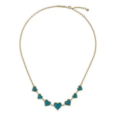 Image of Ted Baker Farah Faceted Stone Heart Necklace for Women (Gold/Turquoise)