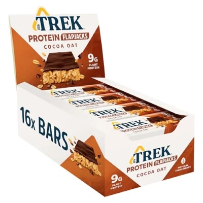 Image of JC&#039;s Trek High Protein Flapjack Cocoa Oat Gluten Free Plant Based Vegan Snack 50g x 16 bars
