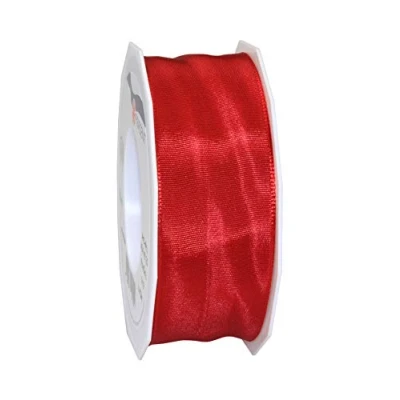 Image of Präsent Lyon Wired Taffeta Ribbon Scarlett 40 mm Width, 25 m Length
