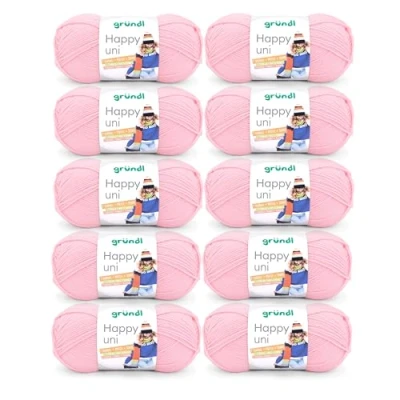 Image of Gründl “Happy Uni, 10x balls of 100 g knitting yarn, 100% acrylic, 40 cm x 39 9 cm, Polyacrylic, pink,
