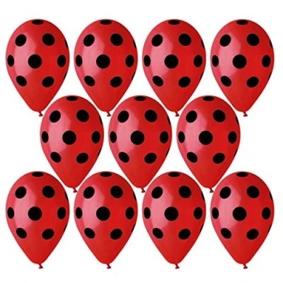 Image of Toyland® Pack of 10 13 Inch Red Latex Balloons with Black Polka Dots Party Decorations Made in Italy