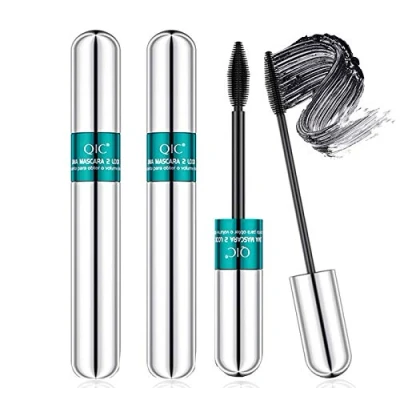 Image of 2Pcs 4D Silk Fiber Lash Mascara,2 in 1 Thrive Mascara for Natural Lengthening And Thickening Effect,no clumping Superstrong Waterproof No Toxic Long Lasting,Beauty Charming Eye Make up