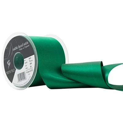 Image of Berisfords Double Faced Satin Ribbon, Hunter Green, 70 mm Width, 20 metre Length