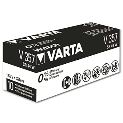 Image of Varta Knopfzelle Silberoxid Uhrenbatterien 1 Stück Blister (V357/SR44)