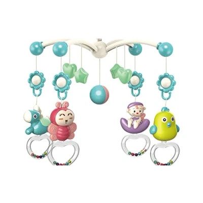Image of Baby Musical Mobile Crib Cot Bed Bell Stars Moon Nusery Rotating Toy (Multi Colour)