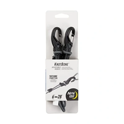 Image of Nite ize KBB5 01 R3 KnotBone, Bungee Cord with Carabiner Clip Ends + Adjustable Length 6&quot; 28&quot;, Size #5, Grey