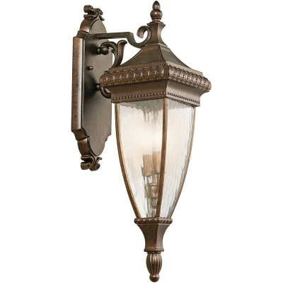 Image of Venetian Rain 2 Light Outdoor Medium Wall Lantern Brushed Bronze IP44, E14