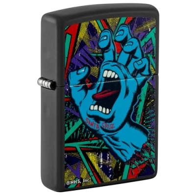 Image of Zippo Pocket Lighter, Brass, Black Matte Screaming Hand Light, One Size