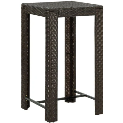 Image of vidaXL Garden Bar Table Brown 60.5x60.5x110.5 cm Poly Rattan