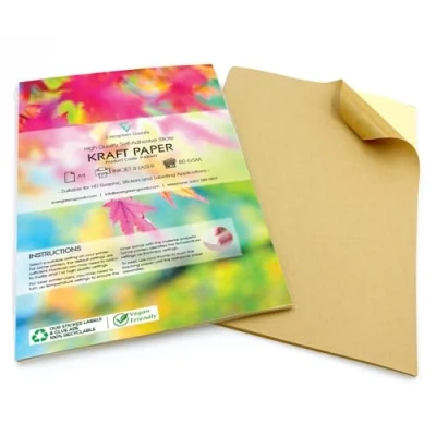 Image of Evergreen Goods 500 Sheets A4 Brown Kraft Paper Matte Sticker Self Adhesive Labels for Cricut &amp; Silhouette Printable Inkjet Laser Durable Versatile Crafting Supplies Size 210mm x 297mm
