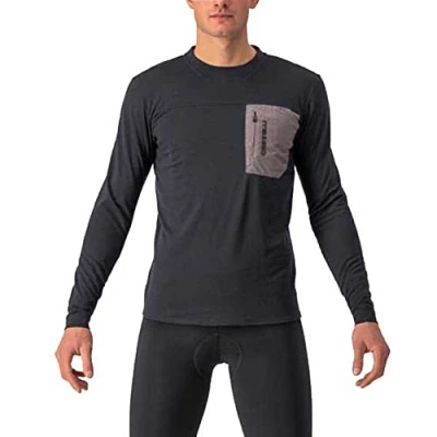 Image of CASTELLI 4522506 304 UNLTD MERINO LS Sweatshirt Men&#039;s TARMAC/GOLDENROD Size M