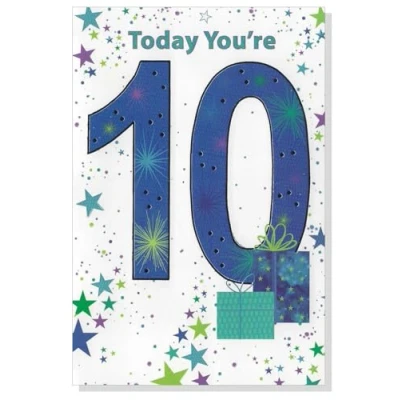 Image of Age 10 Birthday Card Boy Boys Him Size: 7.5&quot; x 5.25&quot; SE (10bA)
