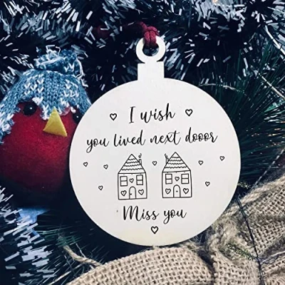 Image of Red Ocean Best Friend Miss You Gifts Wood Bauble For Him Her