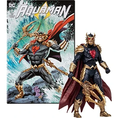 Image of McFarlane Toys DC Direct Page Punchers Ocean Master 7 Inch Action Figure Incredibly Detailed Rival of Aquaman with Ultra Articulation, Trident, Comic, and Collectible Art Card