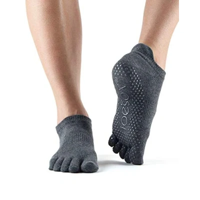 Image of Toesox FT Low Rise Yoga Grip Socks, Charcoal Grey, L