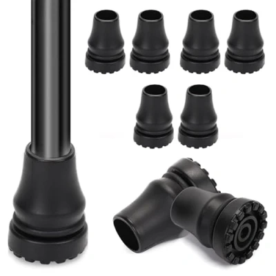 Image of 8 PCS Walking Stick Rubber Ends, Non Slip 22mm Heavy Duty Replacement Cane Tip Tips Ferrules for Sticks Canes Hiking Seniors Crutches