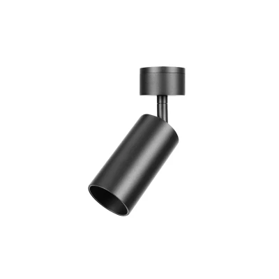 Image of Accentplus 130mm Dia 65mm Adjustable GU10 Base Surface Track Mounted Black Integral LED