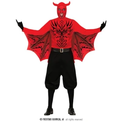 Image of FIESTAS GUIRCA Winged Red Demon Halloween Costume for Men Devil Mens Fancy Dress Costumes Adult Size M 38 40