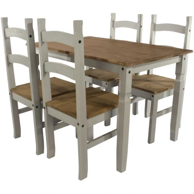 Image of Core Products Corona Grey Rectangular Dining Table &amp; 4 Chair Set CRGTBSET3
