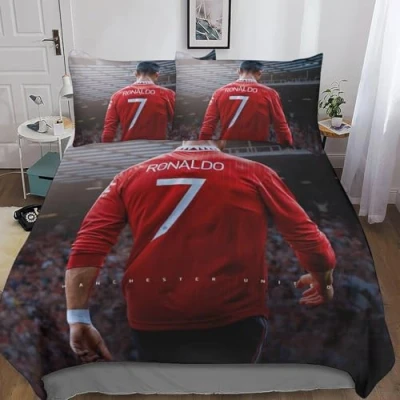 Image of EOASNRTCB Ronaldo 3D Printed Duvet Cover And Pillowcases Bedding Set with Zipper Closure Hypoallergenic Soft Microfiber Quilt Double（200x200cm）