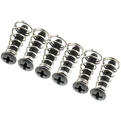 Image of Musiclily Ultra UNC#6 32X3/4 Inch Stainless Steel Single Coil Pickup Mounting Screws and Springs Set for USA/Mexico Fender Strat Style Electric Guitar, Black (Set of 6)