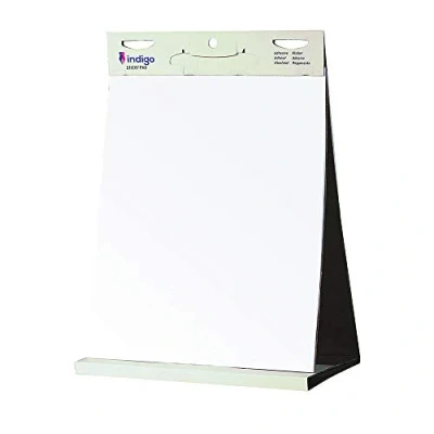 Image of indigo® Tabletop Self Stick Flipchart Pad [20 Sheets] 70 gr/m² Paper, 58,5 x 50 cm (Pack of 5)